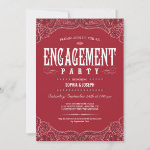 Einladungen der Red Paisley Engagement Party