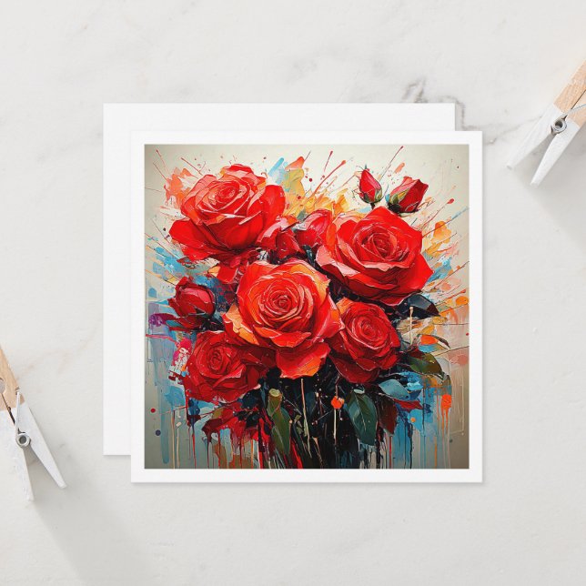 Einladungen - Die Rote Rosen Kunstwerk (Vorderseite/Rückseite Beispiel)