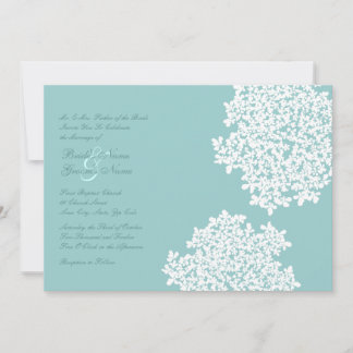 Einladungen für Aquamarine und weiße Blumenhochzei