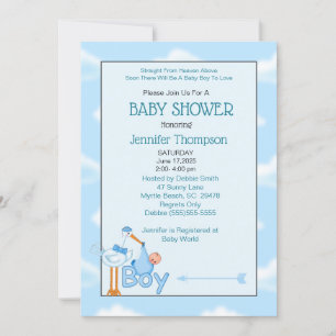 Einladungen für Baby Boy Stork Shower