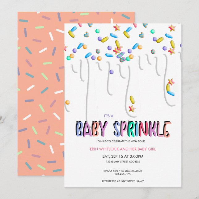 Einladungen für Baby Sprinkle (Vorne/Hinten)