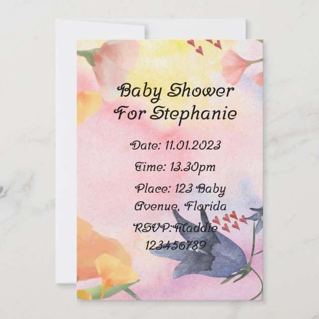 Einladungen für Babydusche (Vorderseite)