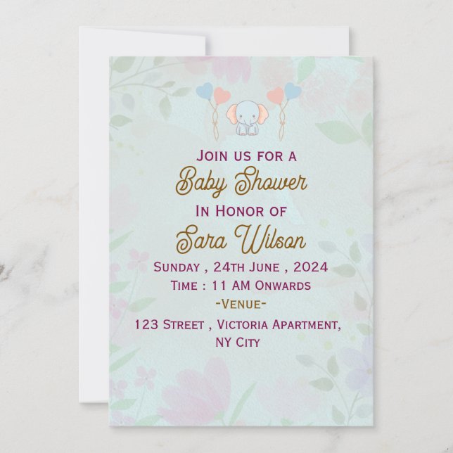 Einladungen für Babydusche (Vorderseite)