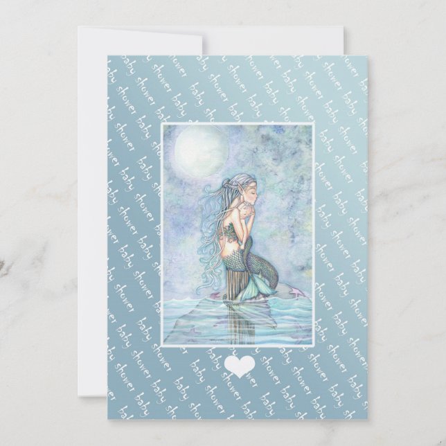 Einladungen für Babydusche und Meerjungfrau (Vorderseite)