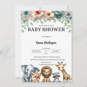 Einladungen für Babyduschen   Thema süße Tier