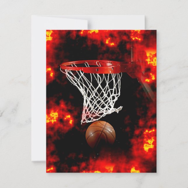 Einladungen für Basketball, Netz und Flammen (Vorderseite)