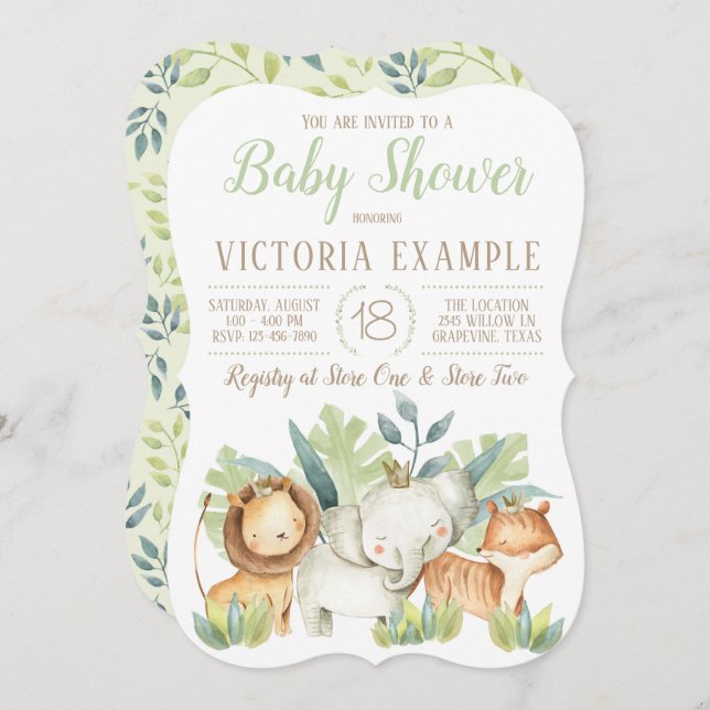 Einladungen für Boy Niedlich Safari Animal Baby (Vorne/Hinten)