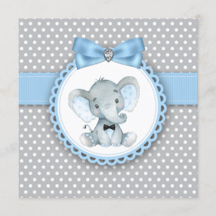 Einladungen für Boys Blue Gray Elephant Baby Dusch