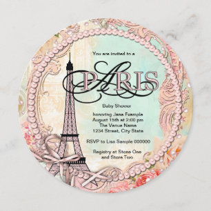 Einladungen für das Pink Paris Baby Dusche