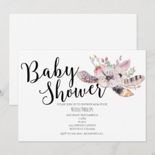 Einladungen für das White Floral Boho Chic Baby Sh
