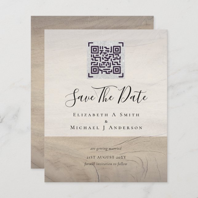 Einladungen für das zeitgemäße Hochzeitdatum von Q (Vorne/Hinten)