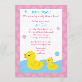 Einladungen für die Ducky Duck Girl Babydusche
