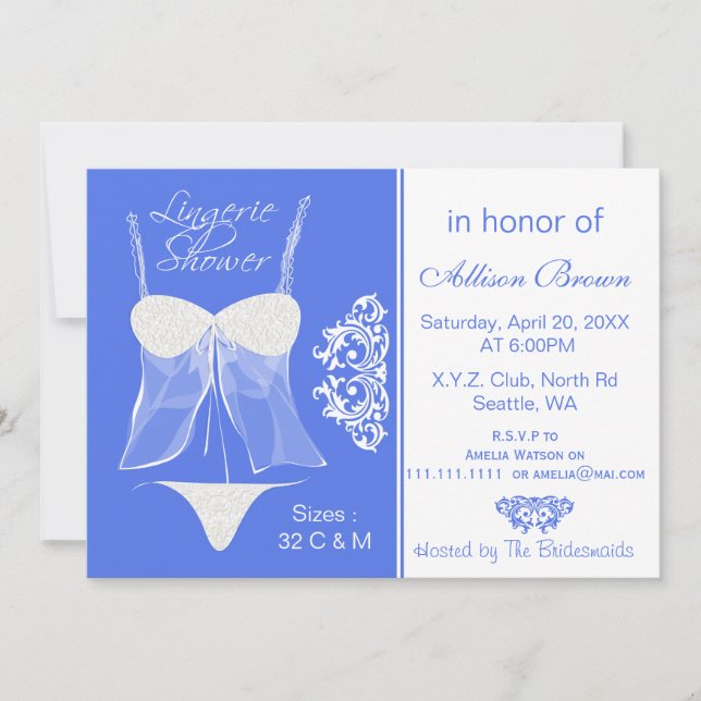 Einladungen für die Dusche von Lingerie Junggeseli (Vorderseite)
