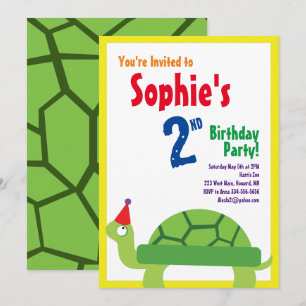 Einladungen für die Geburtstagsparty von Schildkrö