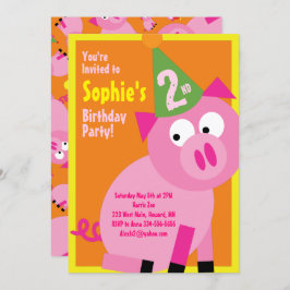 Einladungen für die Geburtstagsparty von Schweinef