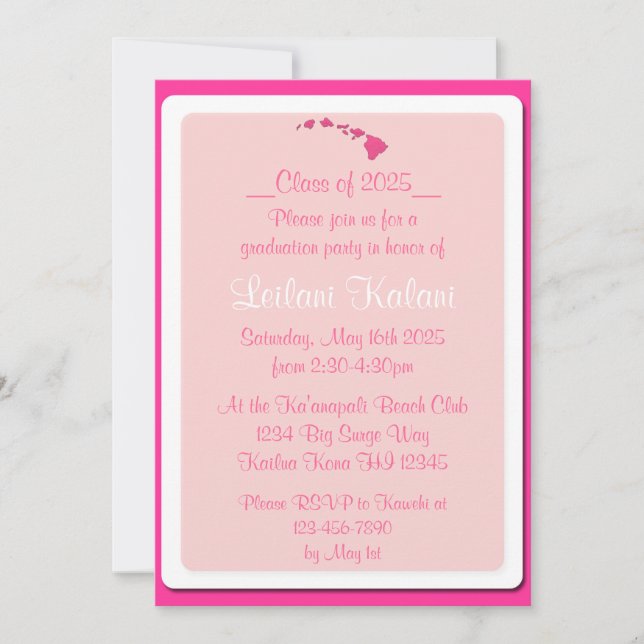 Einladungen für die Graduierung der Hawaii-Inseln (Vorderseite)