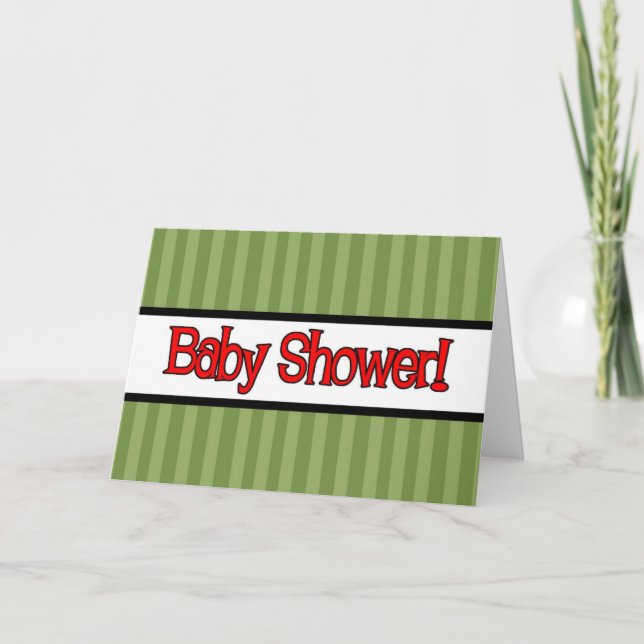 Einladungen für die grüne Stripe-Babydusche (Vorderseite)