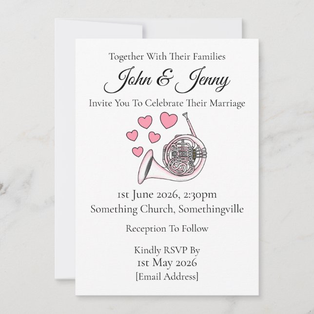 Einladungen für die Hochzeitsfeier am französische (Vorderseite)