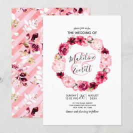 Einladungen für die Hochzeitsfeier in Pink & Burgu