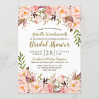 Einladungen für die Peony Blush Pink Gold Bridal D