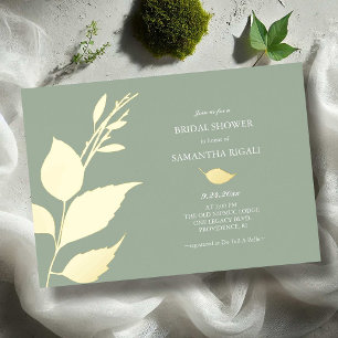 Einladungen für die Sage Green Gold Foil Bridal Du