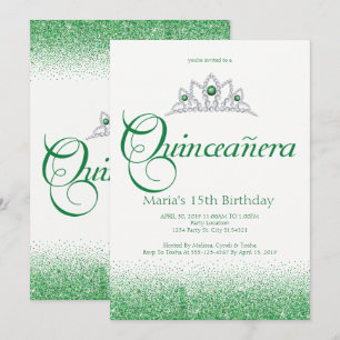 Einladungen für Emerald Quinceñera