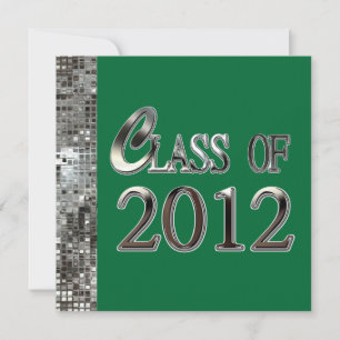 Einladungen für grüne Graduation in Silver Sequins