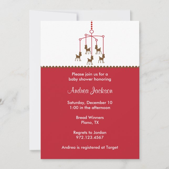 Einladungen für HirschBaby-Dusche (Vorderseite)