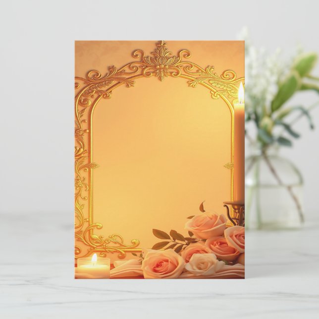 Einladungen für Hochzeiten, Goldfolie-Design, Rosa (Stehend Vorderseite)