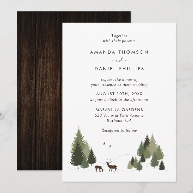 Einladungen für Hochzeiten im Rustikal Stag and Do (Vorne/Hinten)