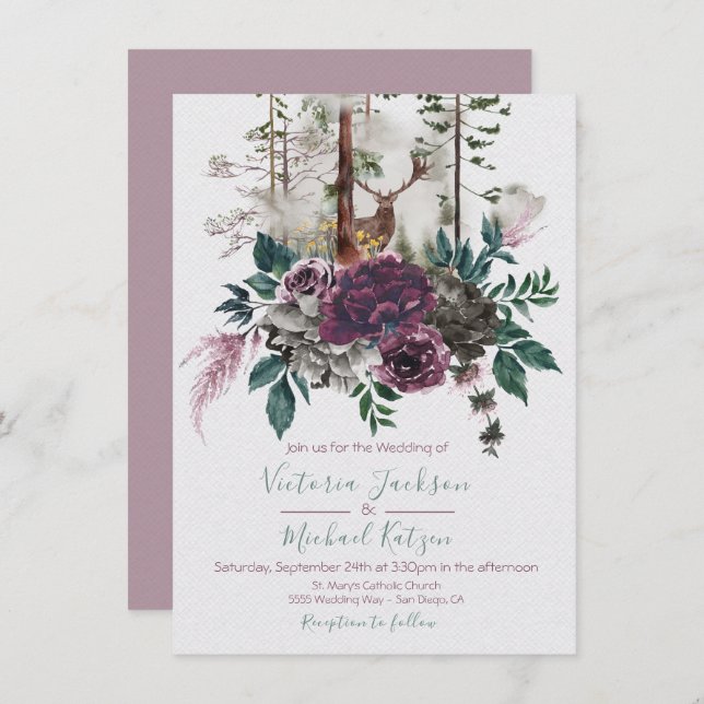 Einladungen für Hochzeiten im Wald (Vorne/Hinten)