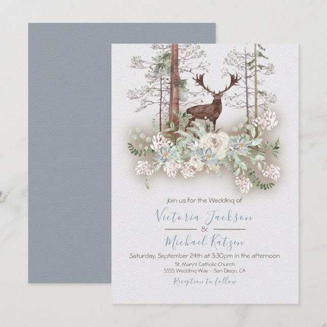 Einladungen für Hochzeiten im Wald (Vorne/Hinten)