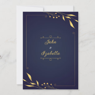 Einladungen für Hochzeiten in Gold und Marineblau