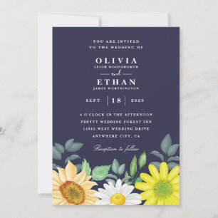 Einladungen für Hochzeiten in Königsblau und Sonne