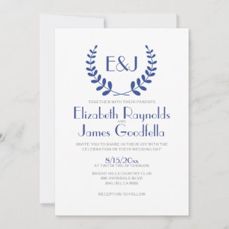 Einladungen für Hochzeiten in Navy Blue Monogram