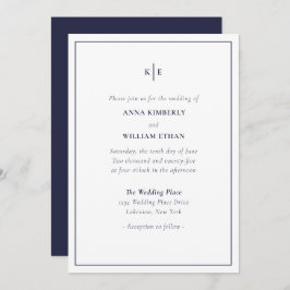 Einladungen für Hochzeiten in Navy Blue Monogram