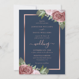 Einladungen für Hochzeiten in Navy Blue und Rose G