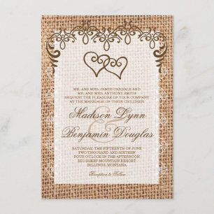 Einladungen für Hochzeiten in Rustikal Burlap