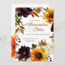 Einladungen für Hochzeiten mit Burgund & Gold