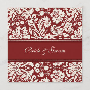 Einladungen für Hochzeiten Rote Creme Damask