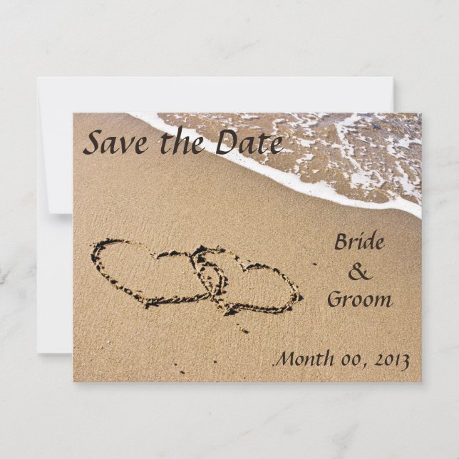 Einladungen für Hochzeiten Save the Date am Strand (Vorderseite)