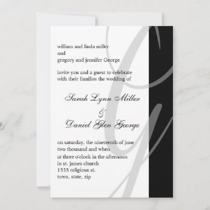 Einladungen für Hochzeiten Schwarz-Weiß-Monogramm 