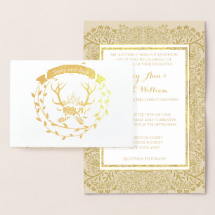Einladungen für Hochzeiten von Goldfoil Deer Antle