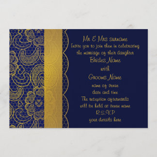 Einladungen für Hochzeiten von Navy Blue und Gold