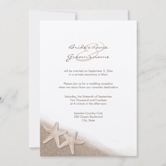 Einladungen für Hochzeiten von Starfish (Vorderseite)