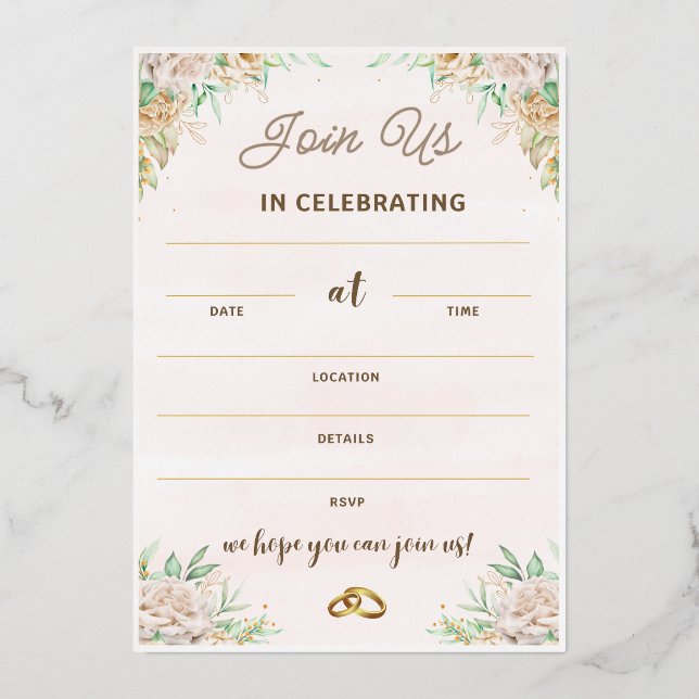 Einladungen für Hochzeiten zum Geburtstag, romanti (Vorderseite)