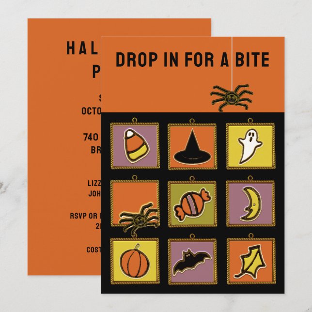 Einladungen für kreatives Halloween-Party (Vorne/Hinten)