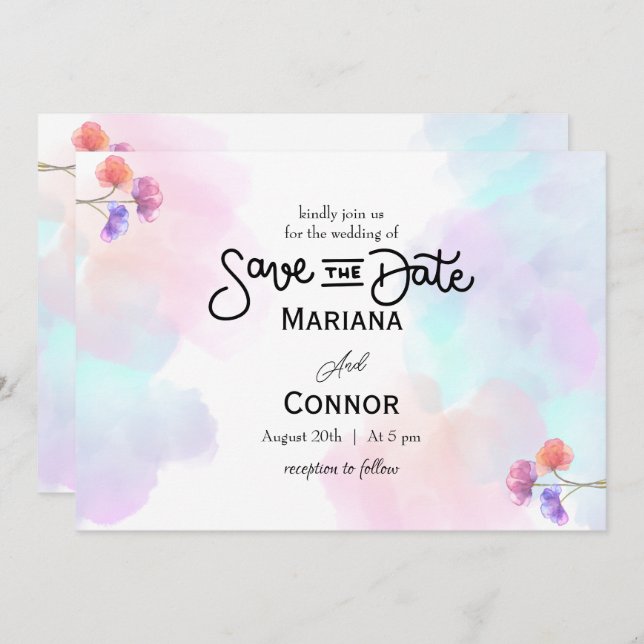 Einladungen für künstlerische Hochzeiten in Rosa u (Vorne/Hinten)