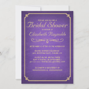 Einladungen für Lila und goldene Bridal-Dusche im