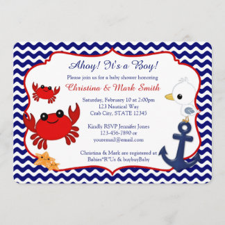 Einladungen für Nautical Crab Baby Shower